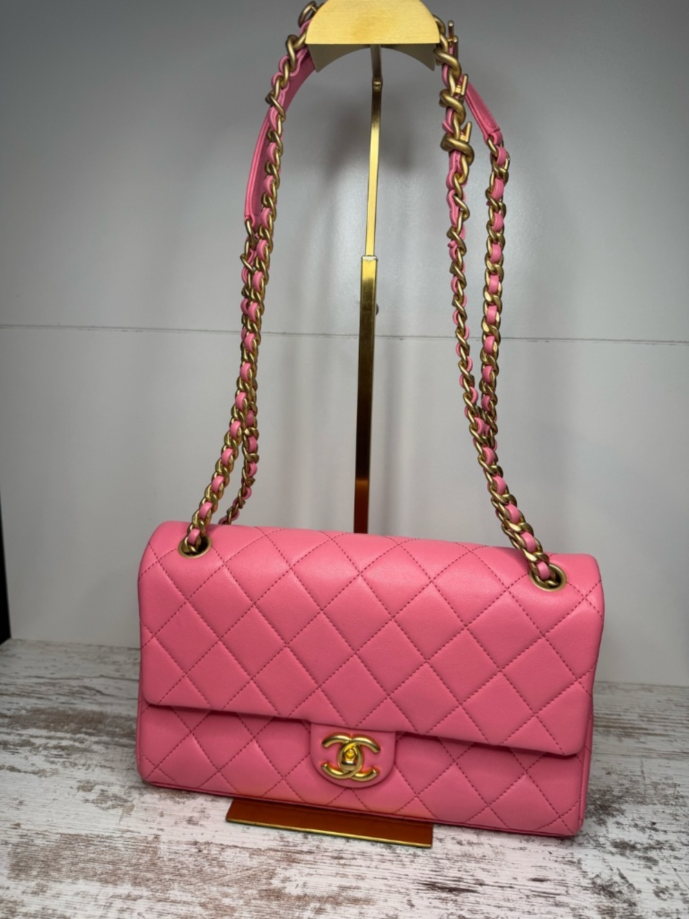 Chanel Logo Letters Touch Chain Flap Bag Quilted Lambskin Medium - Picture 3 of 13